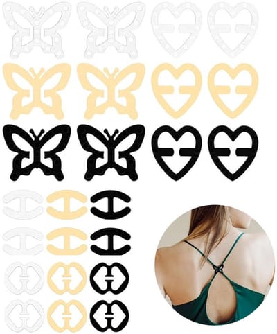 Set Van 24 BH Clips - BH Clip Achterkant - Onzichtbare Beha Gesp - BH Bandjes Verbergende Clips - BH Band Houder - BH Bandjes Tegen Afzakkende - bra clips - BH accessoire - 4 Varianten - 3 Kleuren