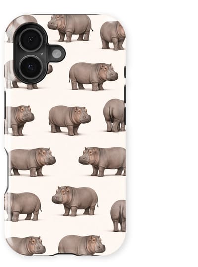 Safari Tough Case geschikt voor iPhone 16 | Premium hoesje met Safari Dieren Design | Geschikt voor Mag | Dieren Print Backcover geschikt voor iPhone 16 Nijlpaard
