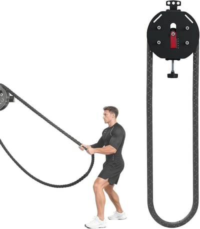 Fitness Touwtrainer - Katrol Systeem - Kracht Opbouwen - Instelbare Weerstand - 4 Meter Touw - Rood