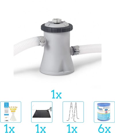 Intex 28602GS Filterpomp - 1.250 liter per uur inclusief Filter (6 stuks) - Ladder - Solar Mat en Testrips