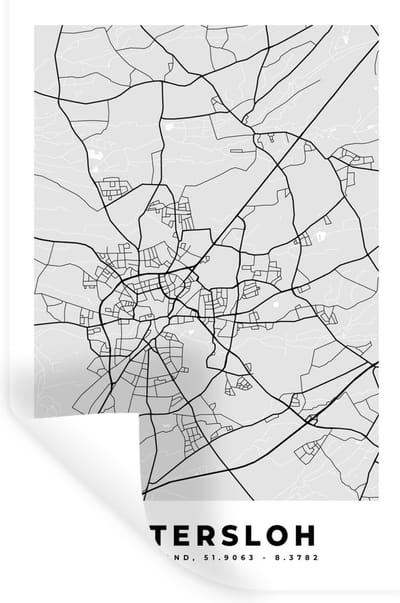 Muurstickers - Sticker Folie - Duitsland - Plattegrond - Gütersloh - Kaart - Stadskaart - 20x30 cm - Plakfolie - Muurstickers Kinderkamer - Zelfklevend Behang - Zelfklevend behangpapier - Stickerfolie