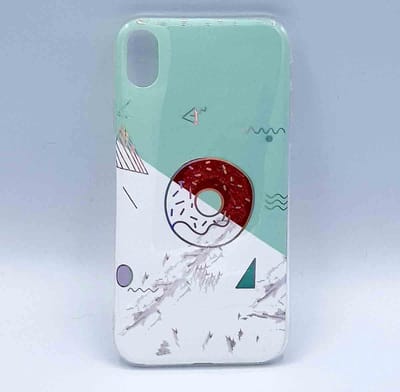 Geschikt voor iPhone XR – hoesje – donut on marble – groen
