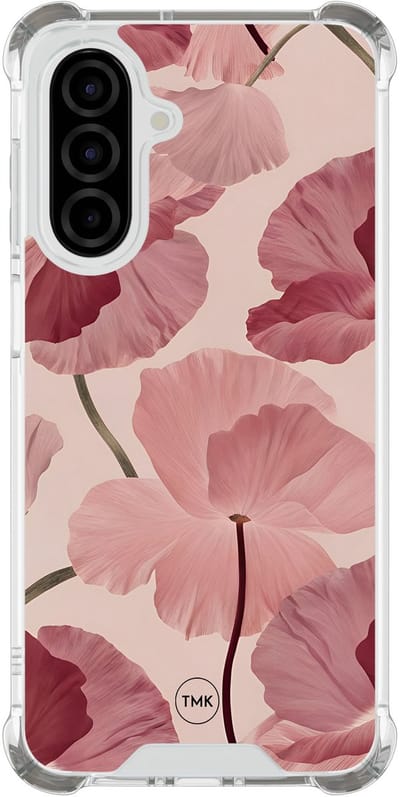 Shockproof hoesje geschikt voor Samsung Galaxy A26 - Vintage blossom - Schokbestendig - Verhoogde randen - TPU case - Extra Sterke Back Cover - Bloemen - Transparant, Roze