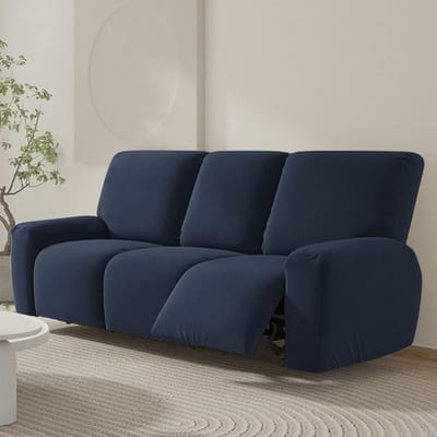 Stijlvolle Stretch Armstoelhoezen voor 3-zits Relaxstoelen met Opbergzakken - Meubelbescherming voor de Woonkamer in Antraciet