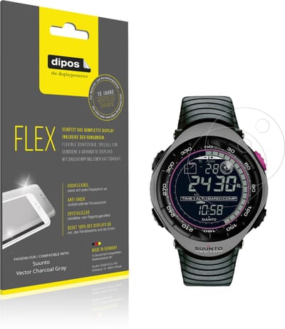 dipos – 2x Beschermfolie geschikt voor Suunto Vector Charcoal Gray | 3D Full Cover Screenprotector | 100% Passend