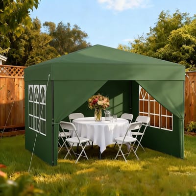 Froadp 2,5 x 2,5 m One-Touch Opvouwbare Partytent ​​Inclusief 7 Zijpanelen Tent Tuinpaviljoen Geschikt voor binnenplaatsen & tuinen Voor buitengebruik Groente
