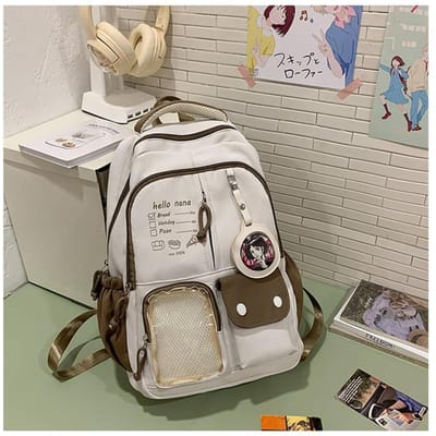 Schattige Meisjes Rugzak Middelbare School Student Schooltas Japans Casual Veelzijdig Reizen Contrasterende Kleur Grote Capaciteit Rugzak Koppel . gray