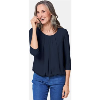 Verzorgd shirt in elegante blouselook - marine - Gr. 40 van Goldner Fashion