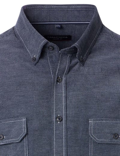 CASA MODA Sport casual fit overhemd - ribfluweel - donkerblauw
