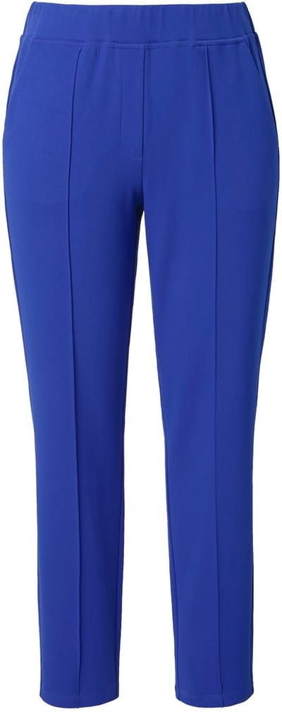 Ulla Popken - Dames - Broek Punto di Roma conische pijp biezen - Kobaltblauw - Maat 46