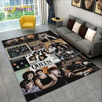 Freddie Mercury Queen-Rockband Vloerkleed, Tapijtkleed voor Woonkamer Slaapkamer Bank Deurmat Decoratie, Kinderspeel Antislip Vloermat 40x60cm(15x23in)
