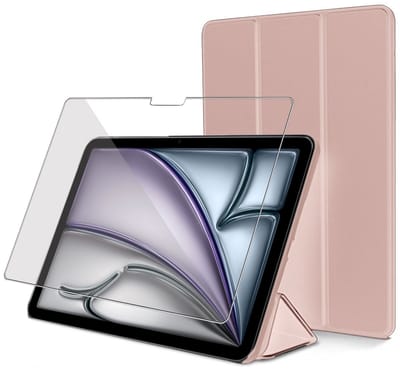 ChiGuard Hoesje & Screenprotector geschikt voor iPad Air 2024 / 2025 (11 inch) Hoesje – Gehard Glas - Shock Proof Hoesje – Smart Cover - Rose