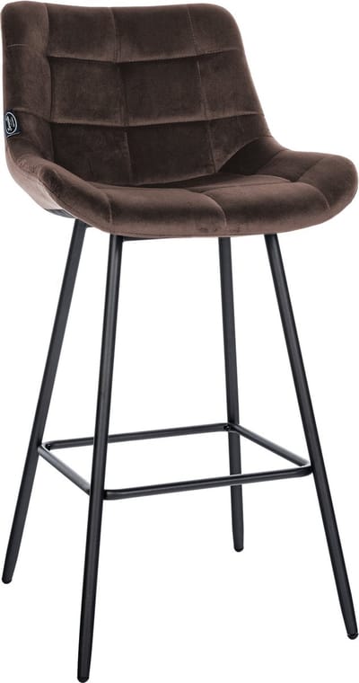 CLP West Barkruk - Met rugleuning - Voetsteun - Metalen frame - zwart/bruin