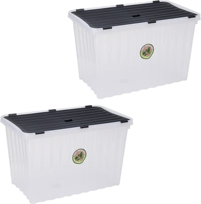 Storage Solutions Opbergdozen/organizers met deksel 2x stuks - kunststof - 76L