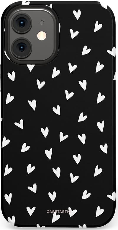 Casetastic Hoesje Geschikt voor Apple iPhone 12 Mini - Stijlvolle Beschermende Duo-layer Case - Stippen Hart