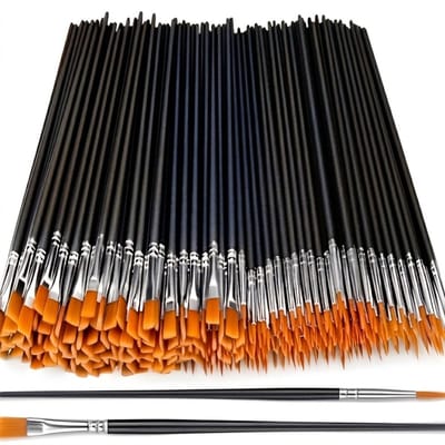 Multikleur verfkwasten set penselen voor hobbyisten en kunstenaars – 30 stuks synthetische penselen met platte en ronde punten, lange handvatten voor schilderen op canvas en creatieve projecten