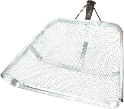 Grondzeefschep van roestvrijstaal - Zandschop met 4 mm gaas voor efficiënte zandfiltratie, ideaal voor tuinieren en bouwprojecten, 40 x 34,6 cm