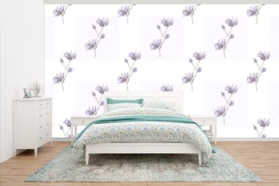 Behang - Fotobehang Bloemen - Paars - Lente - Patronen - Breedte 500 cm x hoogte 280 cm