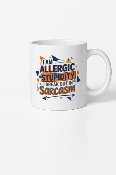 Allergic to Stupidity mok - Grappige koffiemok voor sarcasme liefhebbers