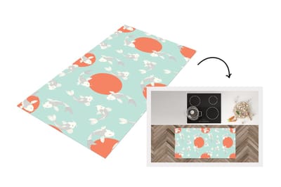 Keukenloper - Loper keuken - Patroon - Vis - Japan - Dier - 120x60 cm - Keukenloper vinyl