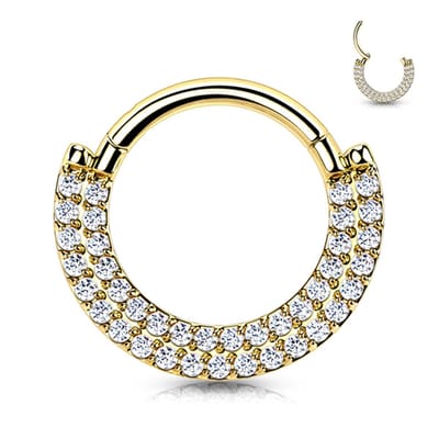 Piercing titanium double layer gemmed clicker 1.2x8 - goud - LMPiercings