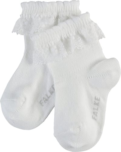 FALKE Romantic Lace eenkleurig katoen sokken baby wit - maat 62-68