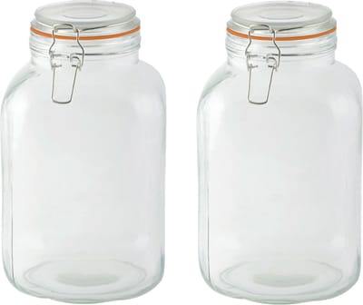 Esschert Design Weckpot - 2x - 3L - glas - D15 x 24 cm - voorraadpot - beugelsluiting