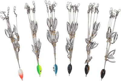 Paraplu Vistuig - Visserij Aas - Vissen Op Roofvis - 8 Glanzende Bladeren - 6 Stuks - Zilver