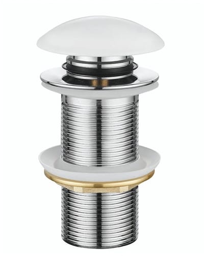 DutchLine Afvoerplug - Extra Lange Clickwaste 10cm - Glans Wit Keramiek