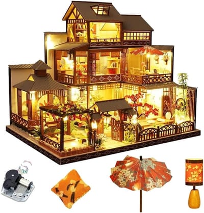 Poppenhuis Kit - Houten Villa - Hobby Project - Gedetailleerd Ontwerp - 63 mm Hoogte - Niet Gespecificeerd