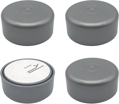 SKIR'CO (Pack van 4 stuks in hoogte verstelbare kunststof meubelpoten, rond Ø 55 mm, zelfklevende meubelpoten, met stickers (4, grijs)