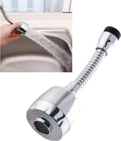 1 stuk - Draaibare kraankop - 360 graden draaibaar - Waterbesparende spatbescherming - Kraanverlenger - 16,3*5 cm - Geschikt voor gebruik in keuken en badkamer - Zilver
