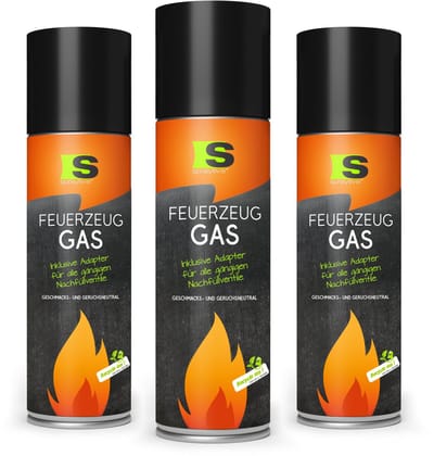 Spraytive 3x 500ml aanstekergas butaan navulling universeel voor aanstekers en branders geurloos met adapter