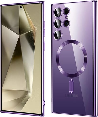 Hoesje geschikt voor Samsung Galaxy S24 Ultra - Techsuit Luxury Crystal Back Cover - Geschikt voor MagSafe - Transparant/Lichtpaars