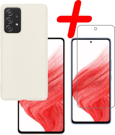 Hoesje Met Screenprotector - Geschikt voor Samsung Galaxy A53 - Sterk & Shockproof - Back Cover - Siliconen Case - Telefoon Hoes - Wit