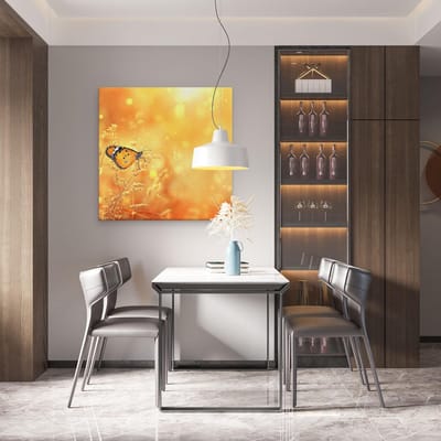 Artaza Canvas Schilderij Vlinder - 80x80 cm - Wanddecoratie Zonsondergang - Muurdecoratie Bloemen - Schilderijen Op Canvas