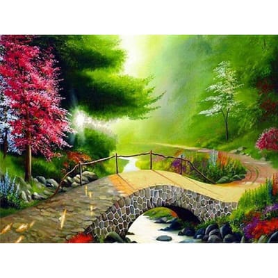 5D Diy Diamond Schilderen Kruissteek  Landschap Brug  Diamant Borduren Handwerken Strass 20X30CM green
