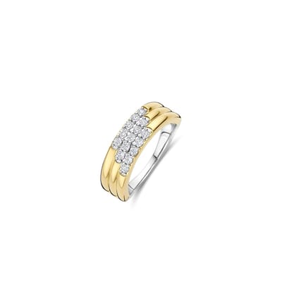 TI SENTO Dames Ring - 925 zilver - Zirkonia met geel verguld - Maat 17.75 mm / maat 56 - 12411ZY