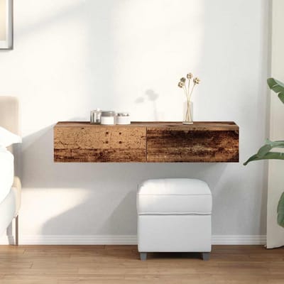 vidaXL - Wandschap - met - lades - 100x36x19 - cm - bewerkt - hout - oud - houtkleurig