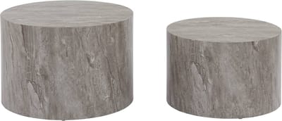 sweeek - 2 in elkaar schuifbare salontafels rond marmereffect ø58 x h 40cm / ø50 x h 33cm - paros