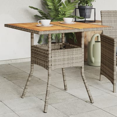 vidaXL - Tuintafel - met - acaciahouten - blad - 80x80x75 - cm - poly - rattan - grijs