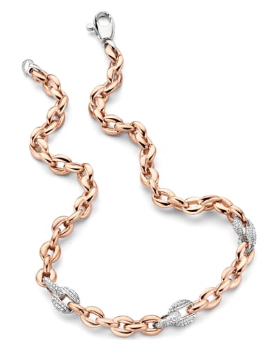 Orphelia ZK-7160 - Necklace Rose Round Links Zirc - 925 zilver - zirkonia - 45 cm