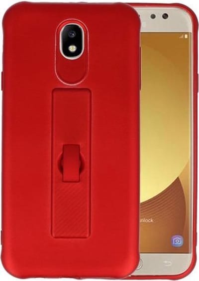 Rood Carbon serie Zacht Case hoesje voor Samsung Galaxy J7 2017 / Pro