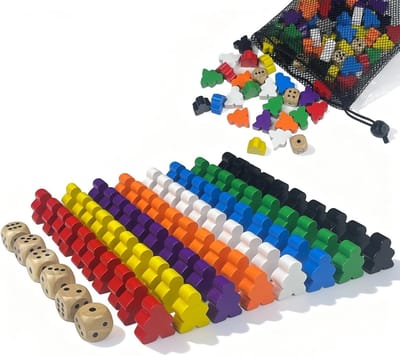80 Stuks Speelfiguren voor Bordspellen, Houten Meeples, Speelgoed Dobbelstenen en Opbergzak, Ideaal voor Gezelschapsspellen en Educatieve Spellen