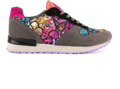 Inkkas Chanterelle dames sneaker – comfortabele kleurrijke Vegan sneaker met paddenstoelenprint – goud/geel/zwart/grijs, Maat 41