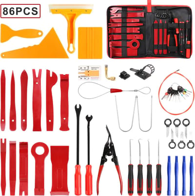 Autodemontagegereedschap, 86 stuks, sierlijstwiggen, bekledingsgereedschap, interieurbekleding, bevat verschillende soorten, accessoires, bevestigingsclips