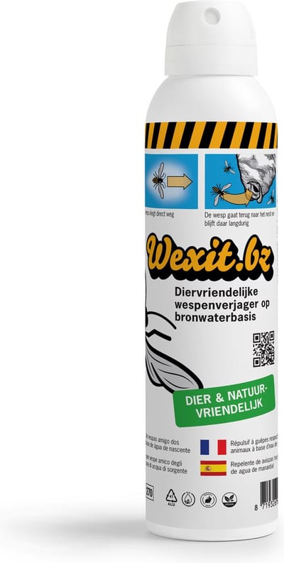 Wexit.bz | Wespenspray | 1x Wespenverjager op bronwaterbasis | Dier & natuurvriendelijk | Ideaal voor terras | Horeca | Wespen | Wespennest