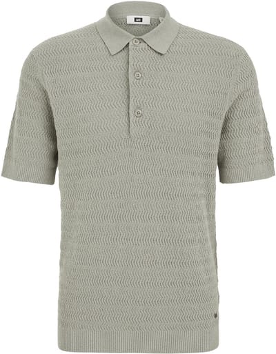WE Fashion Heren regular fit fijngebreide polo van boucle‑garen