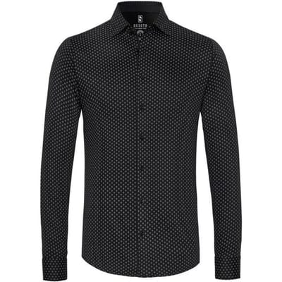 Desoto Overhemd Dotted Pattern Navy / male