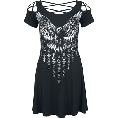 Black Premium by EMP Mini-jurk - Jurk met ravenprint - S tot XXL - voor Vrouwen - zwart